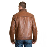Unisex Accents vintage-inspired Brown Real Sheepskin Leather Jacket